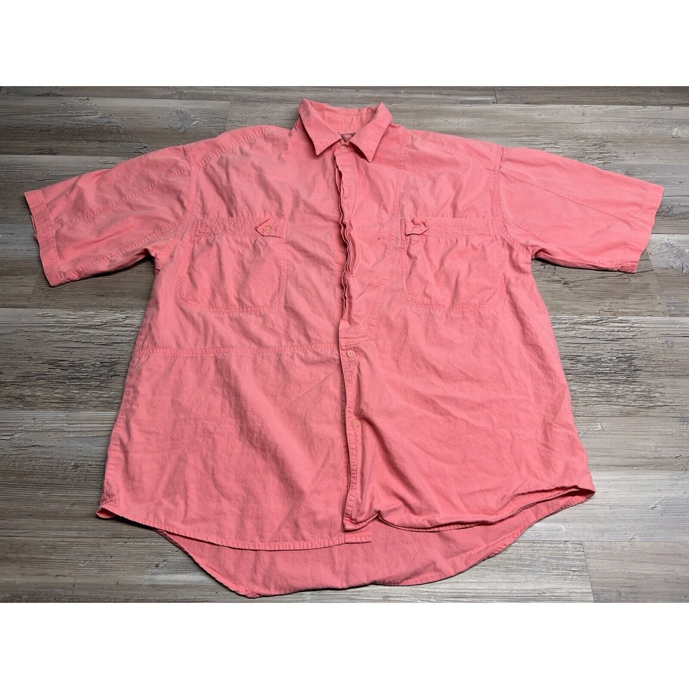 Vintage 90s IOU Mens Pink Preppy Casual Button Up Shirt Streetwear‎ Hip Hop Sz L